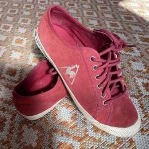Le Coq Sportif Red Suede Sneakers.